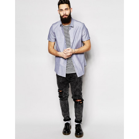 T Shirt Marinière Armée Russe. Bleu Marine MC