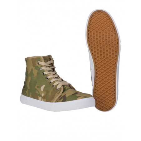 Basket type sneaker toile camouflage multicam