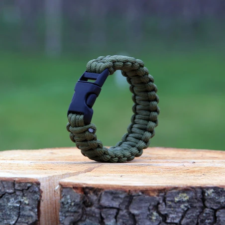 Bracelet Survie Paracorde vert - Achat vente pas cher Buscraft et randonnée