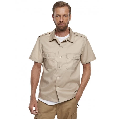 Chemise Homme Militaire Brandit Slim Fit - Camouflage Foncé (Darkcamo) - Neuf Avec étiquettes