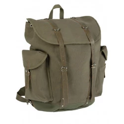 Sac Dos Vintage original en toile et cuir militaire Homme et Femme