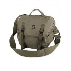 Sacoche Musette En Toile Style US Army Gris - Collection Guerre 39-45, Neuf