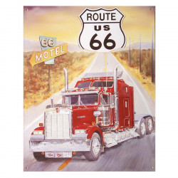 Plaque déco en métal :  Route 66 US truck