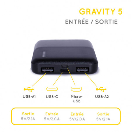 Batterie Externe PowerBank GRAVITY 5000 mAh