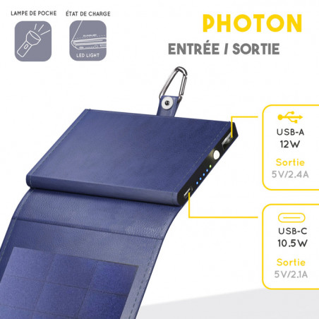 Chargeur solaire portable Sunslice PHOTON - noir 4W