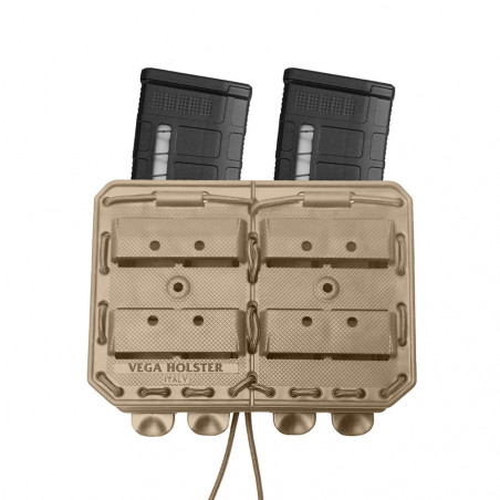 Porte-chargeur double côte à côte Bungy 8BL tan pour M4/AR15 Vega
