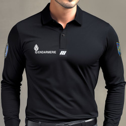 Polo Gendarmerie Départemental Noir manches longues