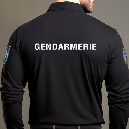 Polo Gendarmerie Départemental Noir manches longues