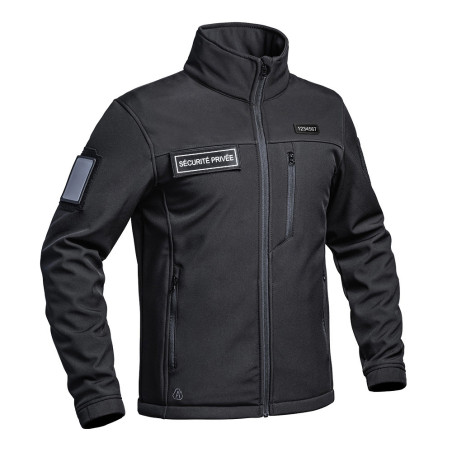Veste Softshell SÉCU-ONE flap Sécurité Privée noir A10 Equipment