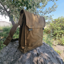 Sacoche bandoulière bouton bois Vintage Originale Armée Tchèque 60\'s