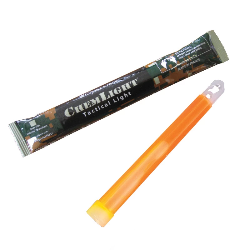 Bâton lumineux ChemLight® 15 cm - 12 heures orange Cyalume
