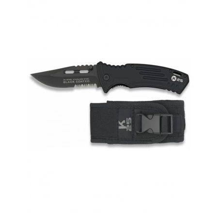 K25 Couteau D'Entraînement Balisong Trainer Noir - Lame 10 Cm En Acier Inoxydable, Dimensions Totales 22.9 Cm