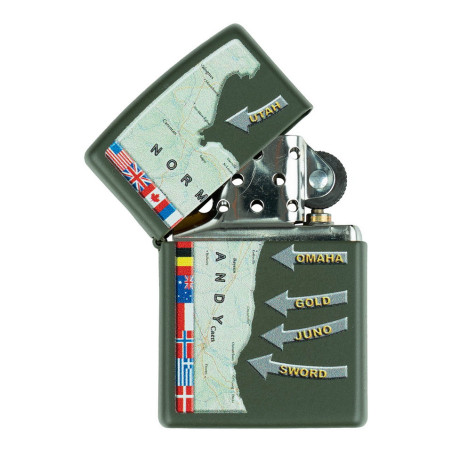 Briquet Zippo D-Day Military Map Normandy