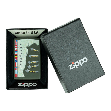Briquet Zippo D-Day Military Map Normandy