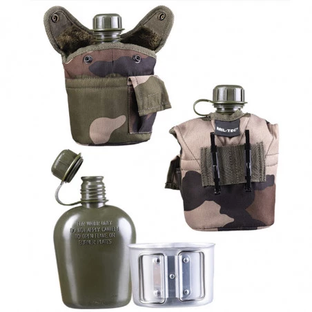 Gourde PVC 1 Litre US Militaire Avec Housse Camouflage - Pour