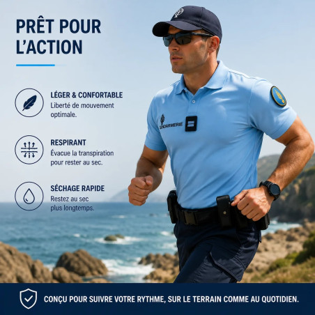 Polo Gendarmerie bleu Cooldry - Prix préférentiel X3