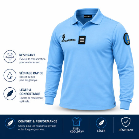 Polo Gendarmerie léger Cool Dry Manches Longues - Homme - Prix préférentiel X3