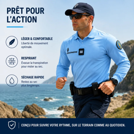 Polo Gendarmerie léger Cool Dry Manches Longues - Homme - Prix préférentiel X3