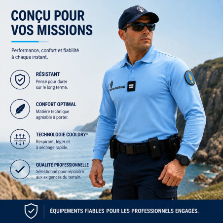 Polo Gendarmerie léger Cool Dry Manches Longues - Homme